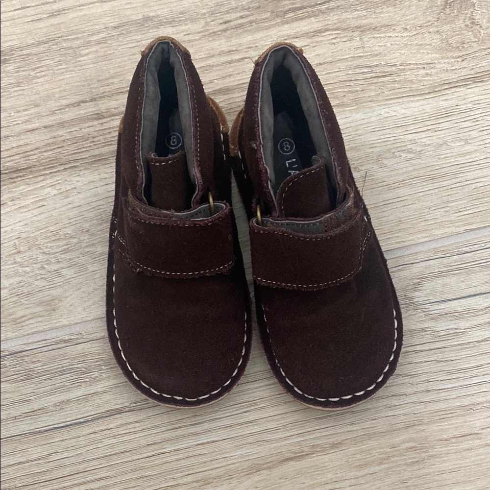 L'Amour Brown Boots with Velcro Strap and Moccasin Stitching